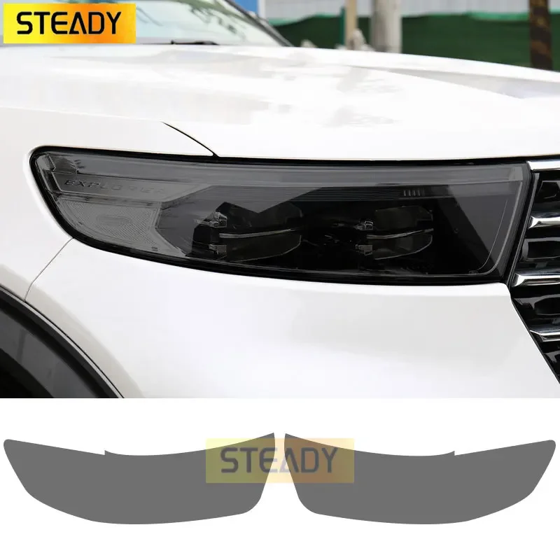 2 ks CAR Svetlomet Ochranné predné svetlo Prehľadné svetlo Dym Black TPU TPU pre Ford Explorer U625 MK6 2020 2021 2022