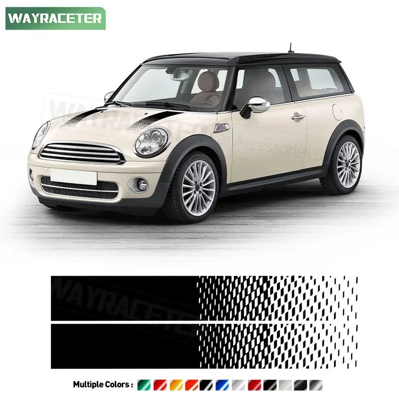 2 ks karonetové pruhy kapucne slepka na nálepku s nálepkou John Cooper Works pre Mini Clubman R55 JCW 2006 - 2015 Príslušenstvo