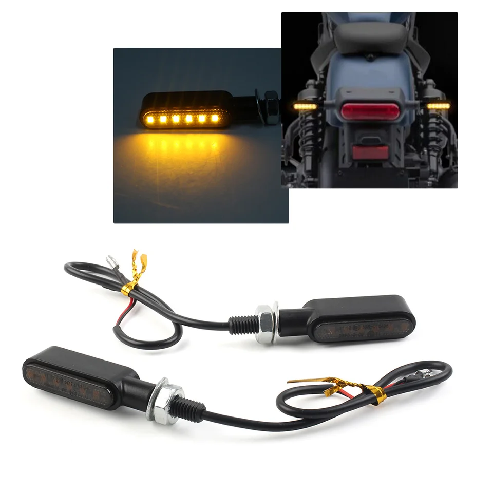 2 ks LED motocyklové motocykle Mini Turn Signal Amber Light Running Blinker Smoke Universal for Cafe Racer Bobber Dirt Street Bike
