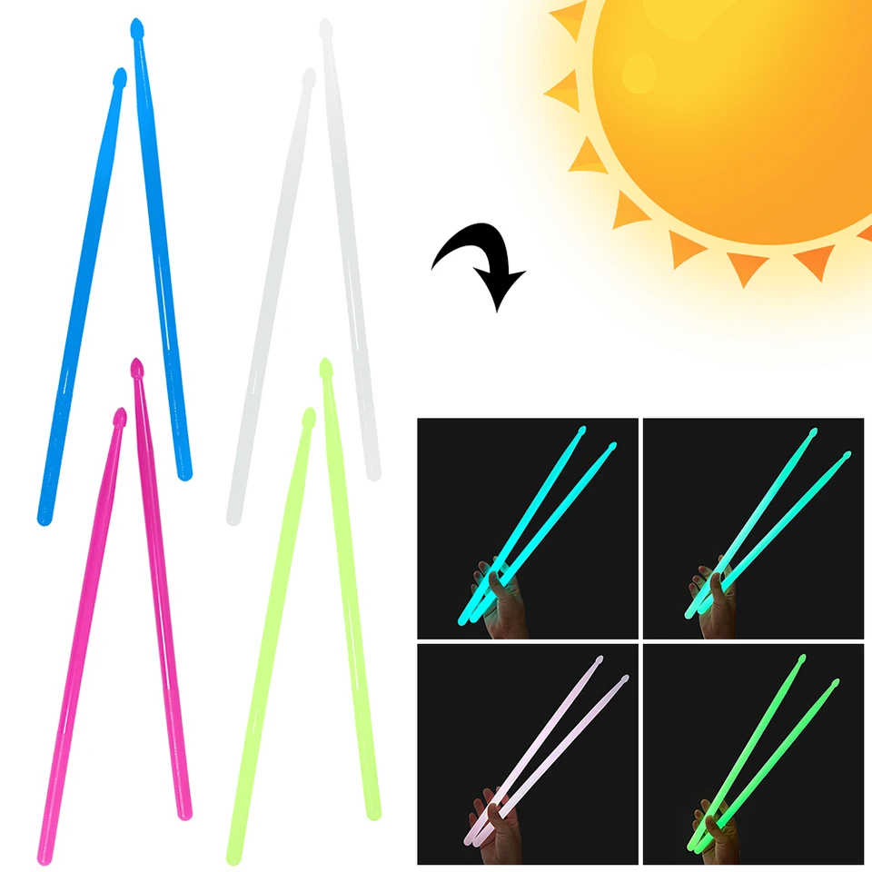 2 ks Light Up Drum Sticks 5A Luminous Drum Stick Nylon Fluorescenčné paličky