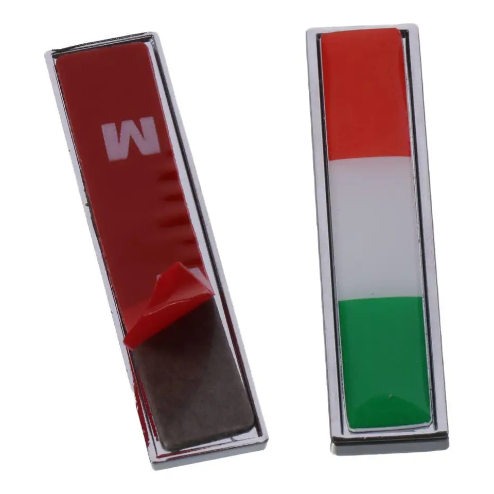2 ks Mini talianske talianske talianske vlajkové znaky 2.28x0.55in Zelená biela červená červená trikolor fender znak odznak kovový logo obtisky loga auta