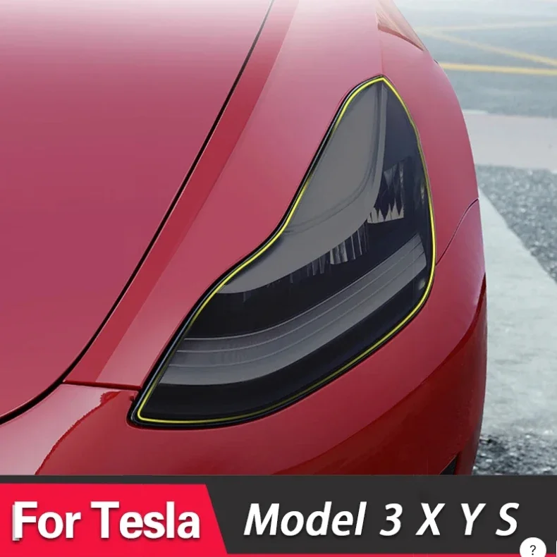 2 ks pre Tesla Model 3 Xys CAR Svetlomet Tint Smoke Smoke Black Ochrana ochrany filmu Priehľadné príslušenstvo nálepky TPU 2 PC