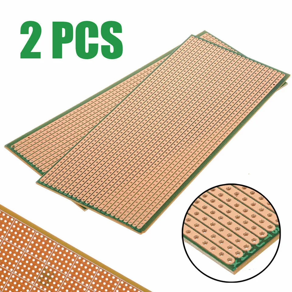 2 ks s jedným bočným obvodom Perf doska PCB PCB Striptina Veroboard nezostrihaná pre diely na opravu elektrických zariadení
