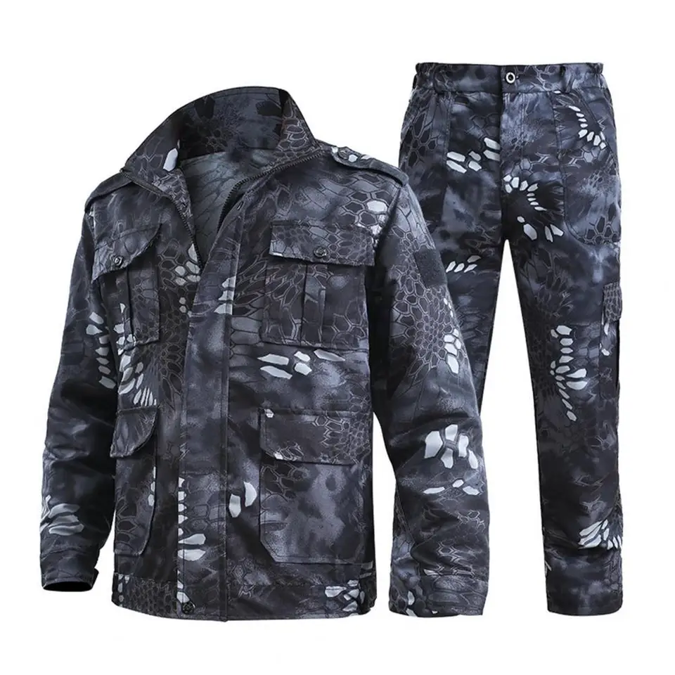2 ks/set outdoorový oblek Snap-Fastener Cuff Wind-odolné dlhé nohavice Multi vreciek maskovacie lezecké obleky pre dospelých