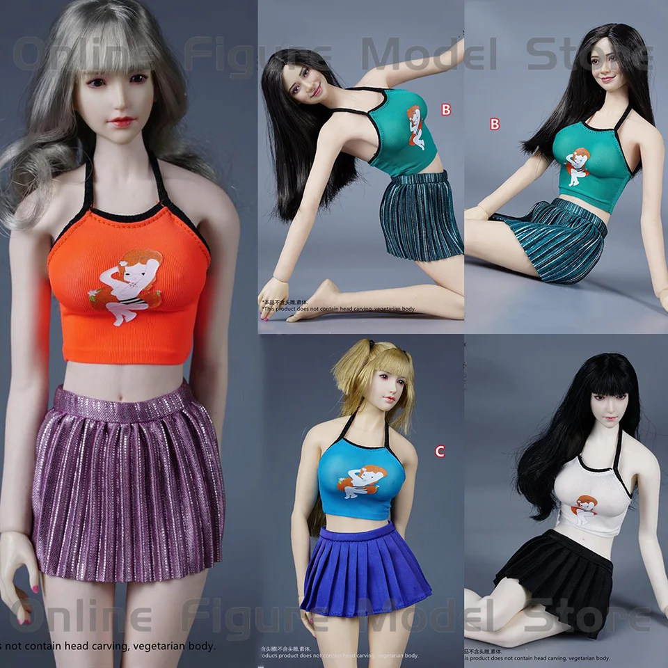 2 ks/set SA Toys SA043 1/6 ženského vojaka Summer Beach Hot Clothes Pleat sukňa sukňa sada Fit 12 '' Action Figure pre DIY