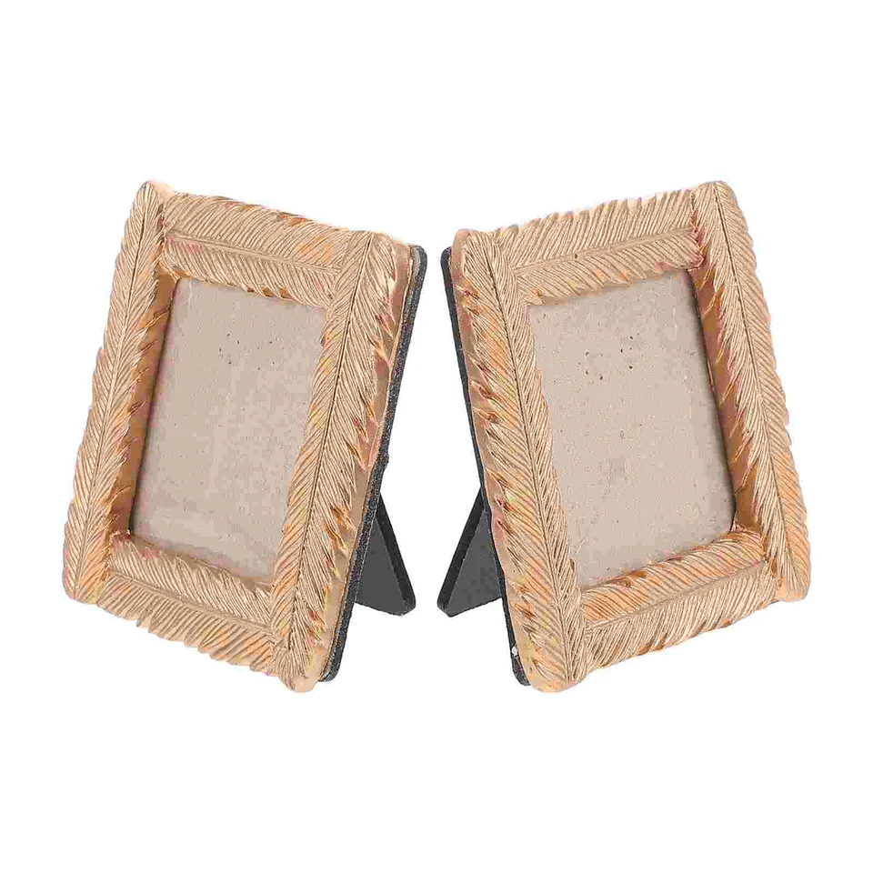 2 ks Square Frame Fotografický priečinok Malé retro dekorácie Pictures Gold Vintage živica