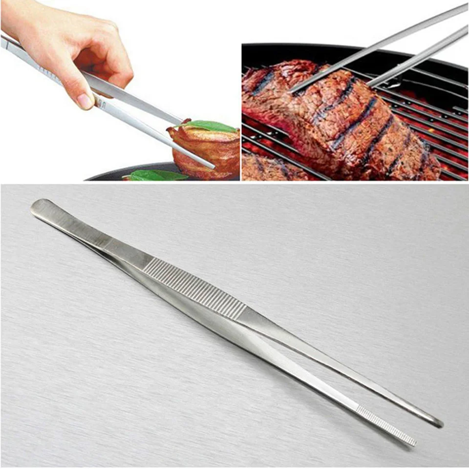 2 ks z nehrdzavejúcej ocele Barbeque Clamp Kitchen BBQ Tool Tool Spaghetti rezance cestoviny kuchynské kliešte Presnosť Tong Presnosť Pitchers Steak Tongs Pliers