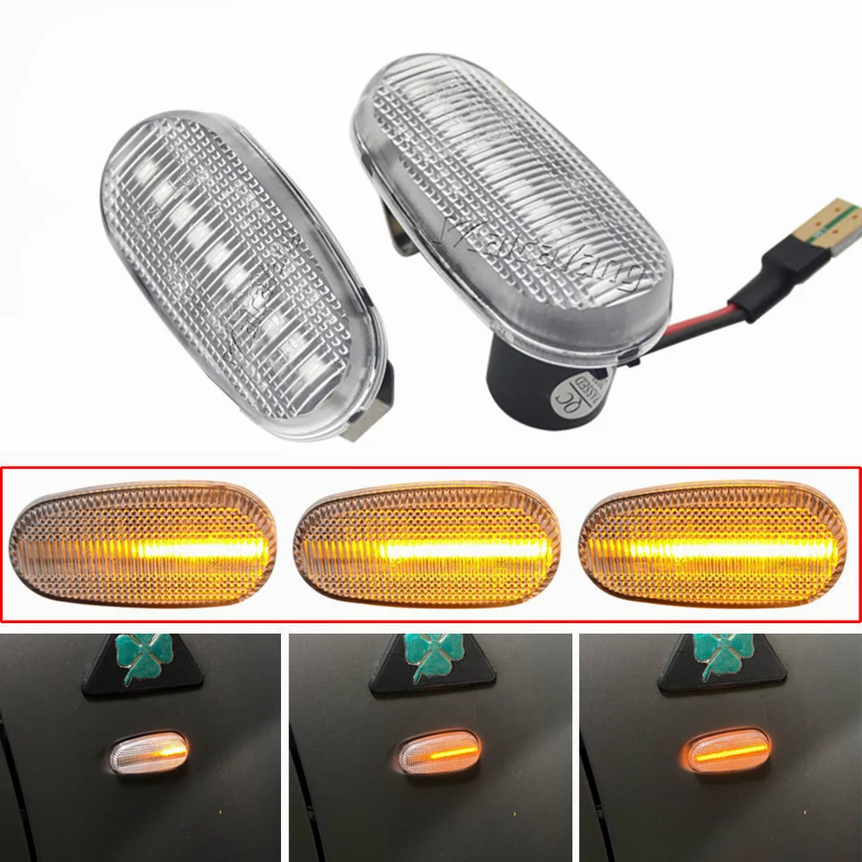 2 kus LED tečúce bočné markerové indikátorové svetlá Dynamické svetlo zákruty pre Alfa Romeo Mito 955 147 GT 937 Fiat Bravo 2