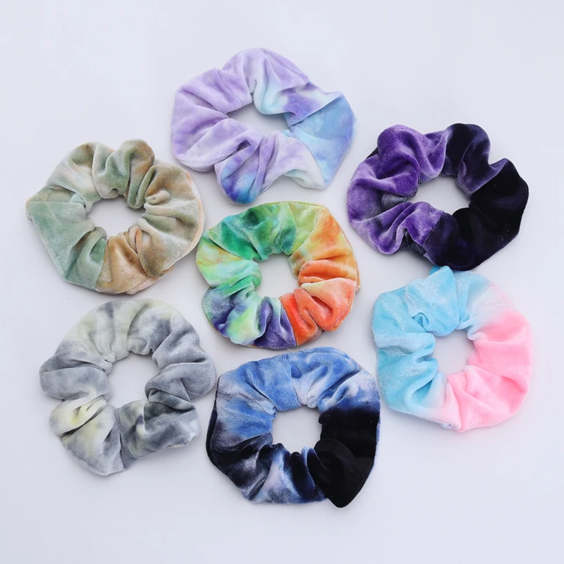 2 kus nový zamatový kravata Dye Ženy Hair Scrunchy Mäkké elastické vlasové pásy Dievčatá Držitelia vlasov na vlasy