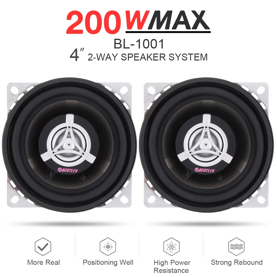 2 kusy 4 palce 200 W 2 Way CAR Coaxial Auto Audio Music Stereo Frekvenčné frekvenčné reproduktory HIFI nedeštruktívna inštalácia