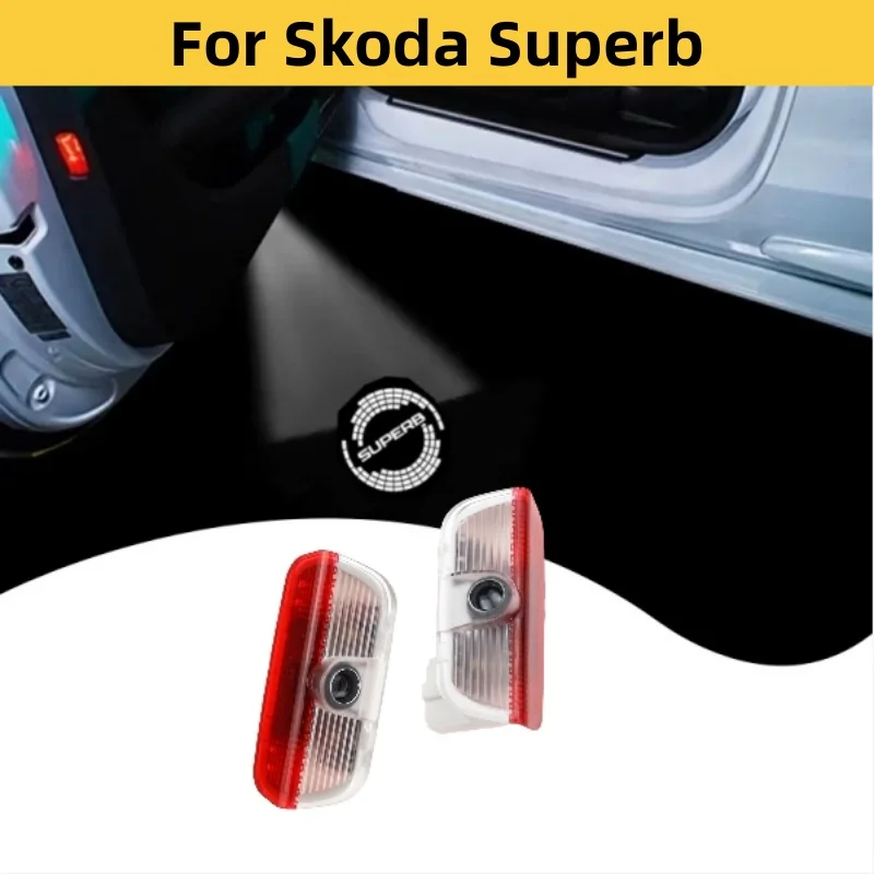 2 kusy LED dvere auta Vitajte Light Laser Projector Logo Duch Shadow Lamps kompatibilné pre Škoda Superb 2 MK2 Superb 3 2009-2018