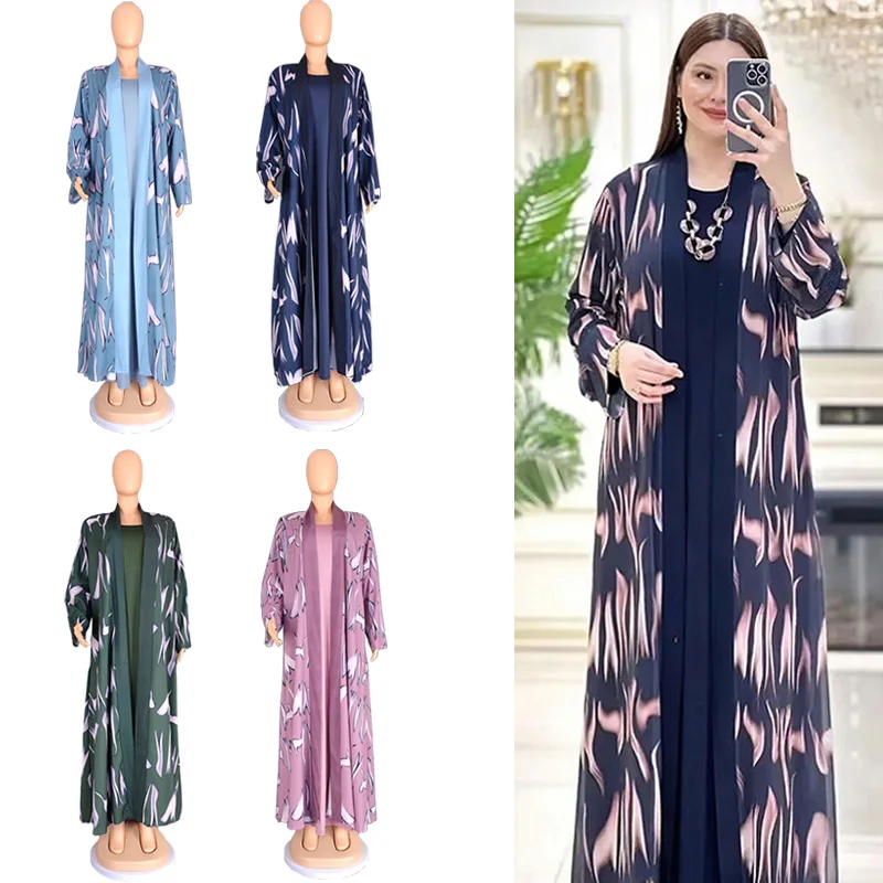 2 kusy súpravy africké šaty pre ženy letné elegantné africké s dlhým rukávom tlačia