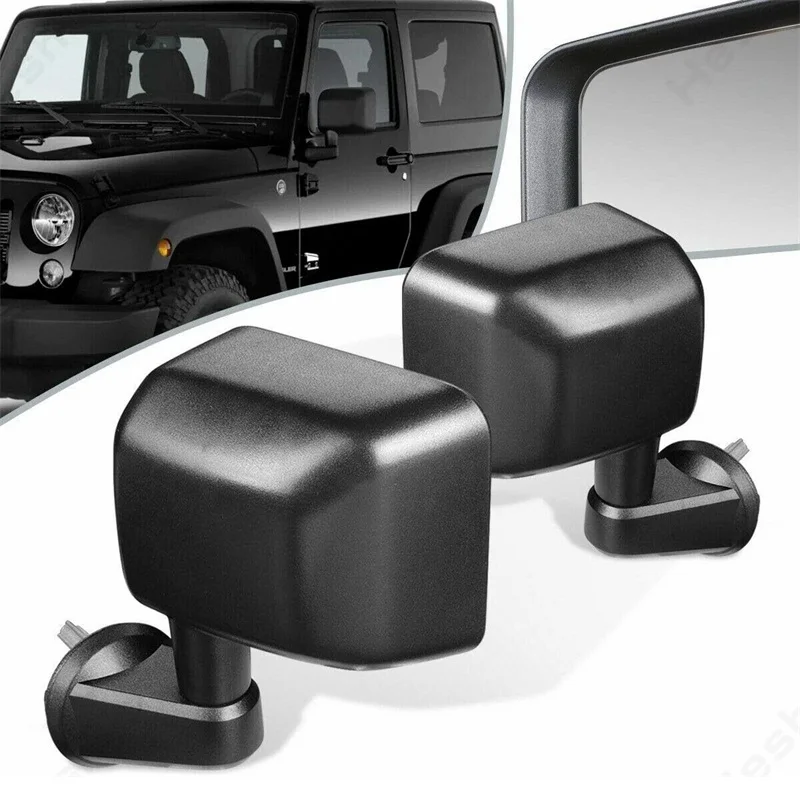 2 kusy vlečné zrkadlá pre Jeep Wrangler JK 2007 - 2014 2015 - 2017 Manuálny záhyb napájacie vyhrievané bočné textúrované čierne krídlové zrkadlo