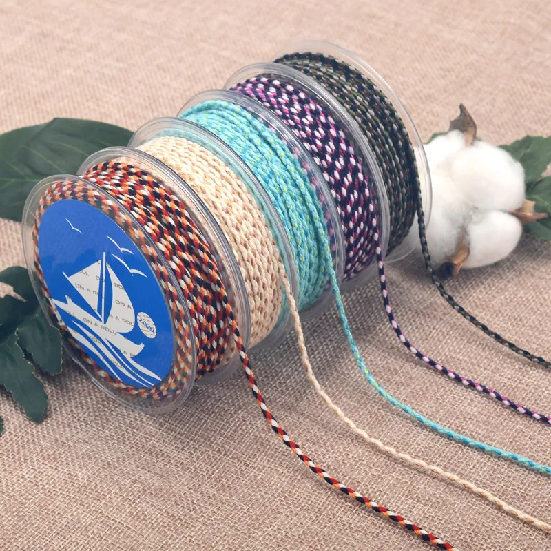 2 mm trojfarebná štvorvláknová pletená bavlnená tkaná lano Twist šperky linka Diy lana lana nalievaná náhrdelník zavesenie šnúry