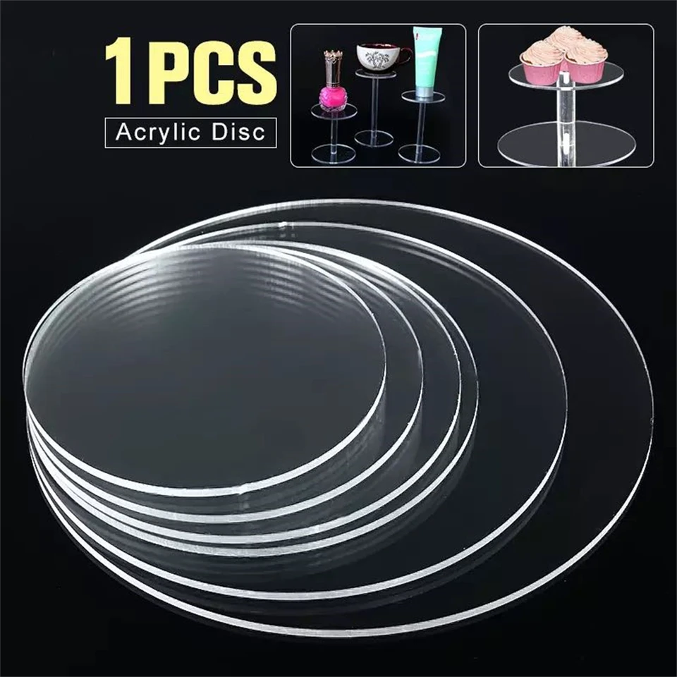 2 mm číry extrudovaný kruh akrylové disky Plexisklass List pre obrazové rámy okrúhle koláčové disky držiaky DIY Craft Bake Goods