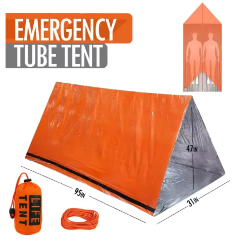2 osoby núdzové prístrešie bivové prežitie súprava stanu Mylar Tube Spacím vrecko Vodotesný vonkajší SOS Thermal Deka opakovane použiteľná