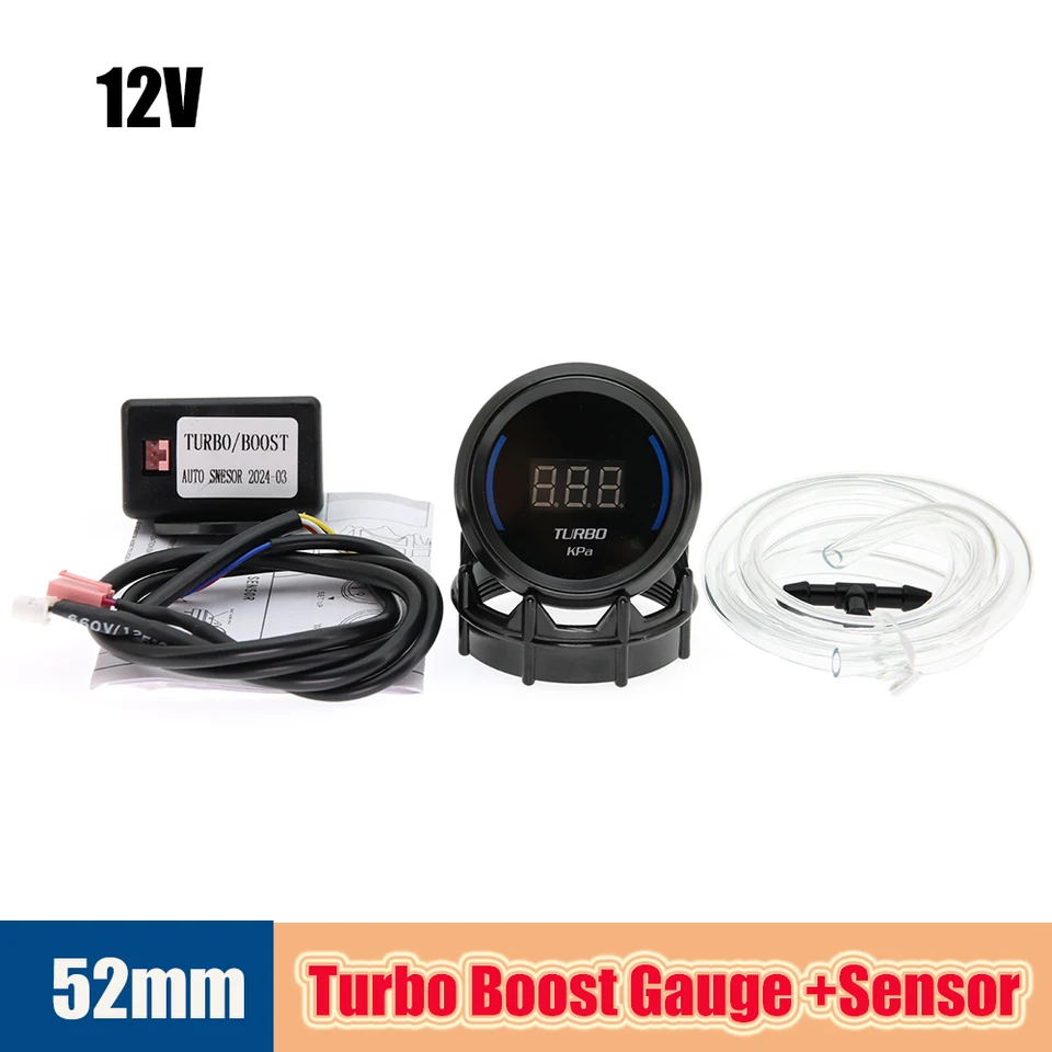 2 -palcový 52 mm Car Boost Boost Boost Boost Controller Turbo PSI Turbo Tlasive Magera s modrým LED podsvietením pre benzínové auto 12V