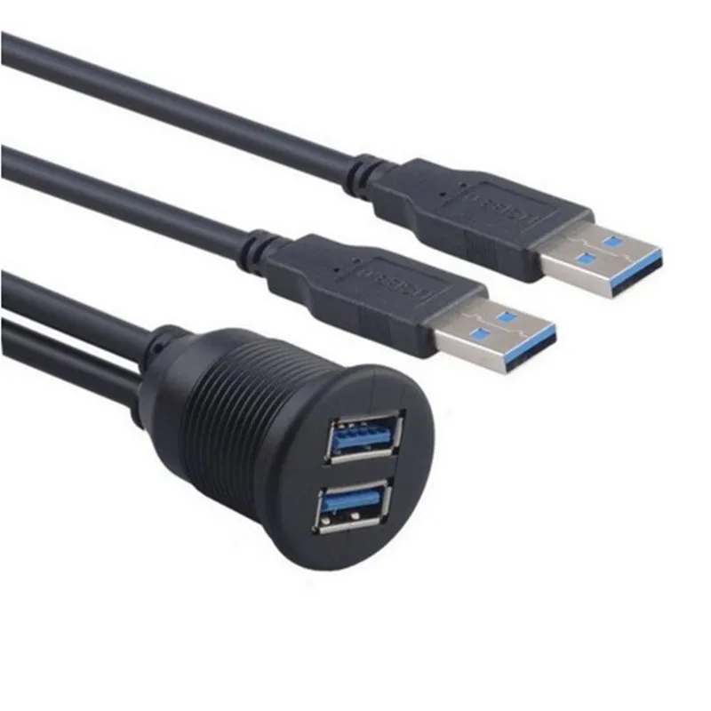 2 porty Duálne USB 3.0 Muž na USB 3.0 Samice Aux Flush Mount Mount Extension 1 m 2m