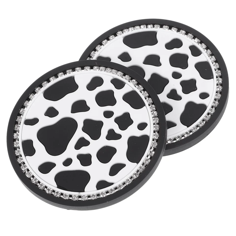 2 počítače automobil Coaster Cow Print Doplnky Tlač pre ženy PVC Cup Coaster Coasters