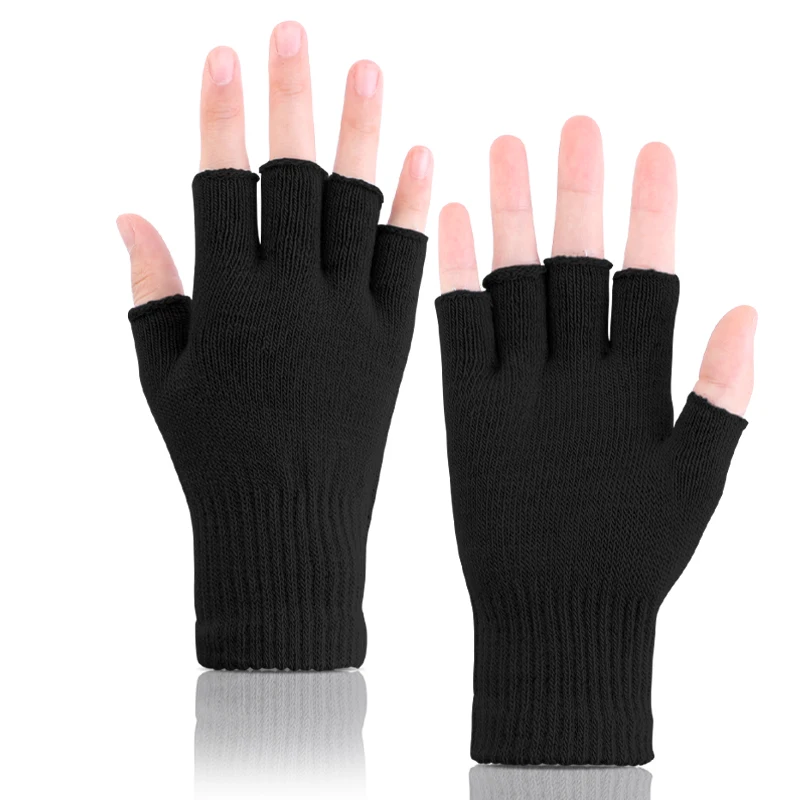 2 páry/šarža Unisex Half Finger Pletené rukavice zápästia Príležitostné teplé pracovné rukavice bez prstov Hnacie rukavice s dotykovou obrazovkou Rukavice