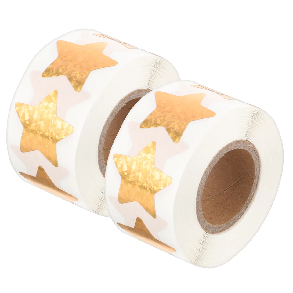 2 Rolls Star Darčekové tašky Glitter Sticker Učiteľ Dodávky v tvare lepiace nálepky Zlatá iskra