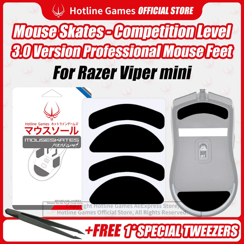 2 sety Hotline Games 3,0 Mouse korčule Mouse Feets Výmena za Razer Viper Mini Gaming Mouse, Sladké, odolné, kĺzavé nohy vankúšiky