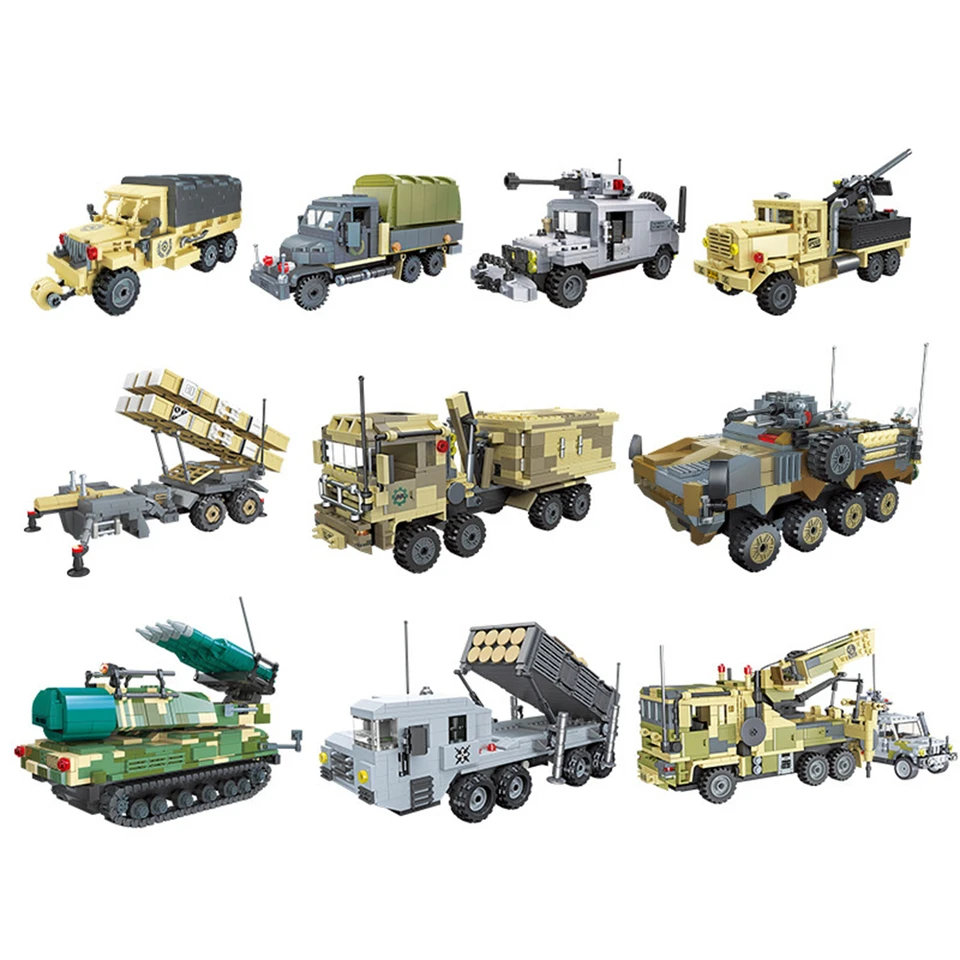 2. svetová vojna 2. svetovej vojny vojenských vojakov polícia Swat Armored Transport Trave Truck Model Building Blocks Blocks Detské hračky