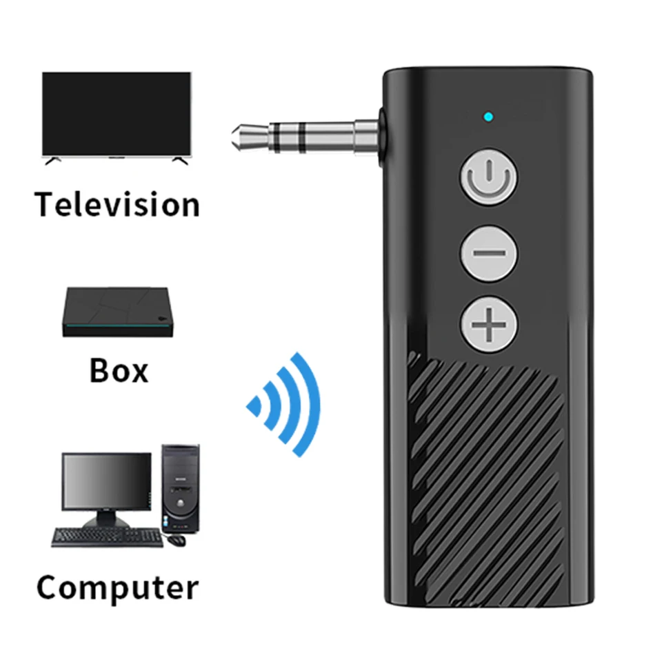 2 v 1 3,5 mm Aux Bluetooth kompatibilný 5.3 Audio adaptér podporuje TF kartu bez ruky volania pre slúchadlá pre reproduktory automobilov
