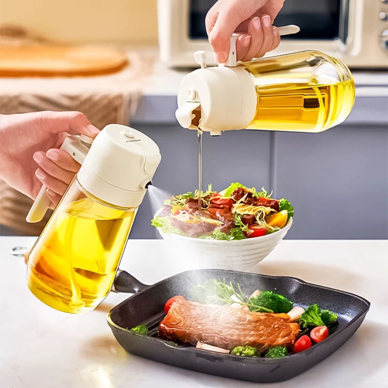 2 v 1 470 ml sklenený sprejový olej na olej fľaše na fľašu Dávkovač oleja Olejová džina Cruet BBQ kuchyňa pečenie pečenie piknik kuchynský náradie