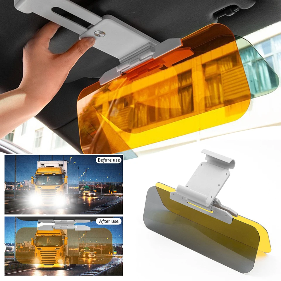 2 v 1 automobil Sun Polarizovaný slnečný tanier slnečný tanier Cleart Antid-Donzle Car Day-Night Mirror Nastaviteľné nastaviteľné príslušenstvo čelného skla automobilov