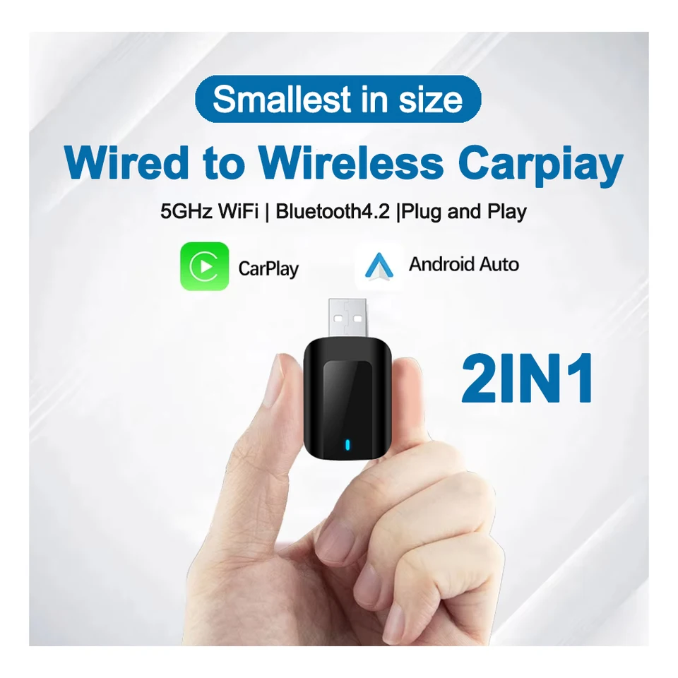 2 v 1 bezdrôtový adaptér CarPlay pre Apple iOS a Android Auto Smart Box Plug and Play pre Volkswagen Toyota Peugeot Volvo Kia