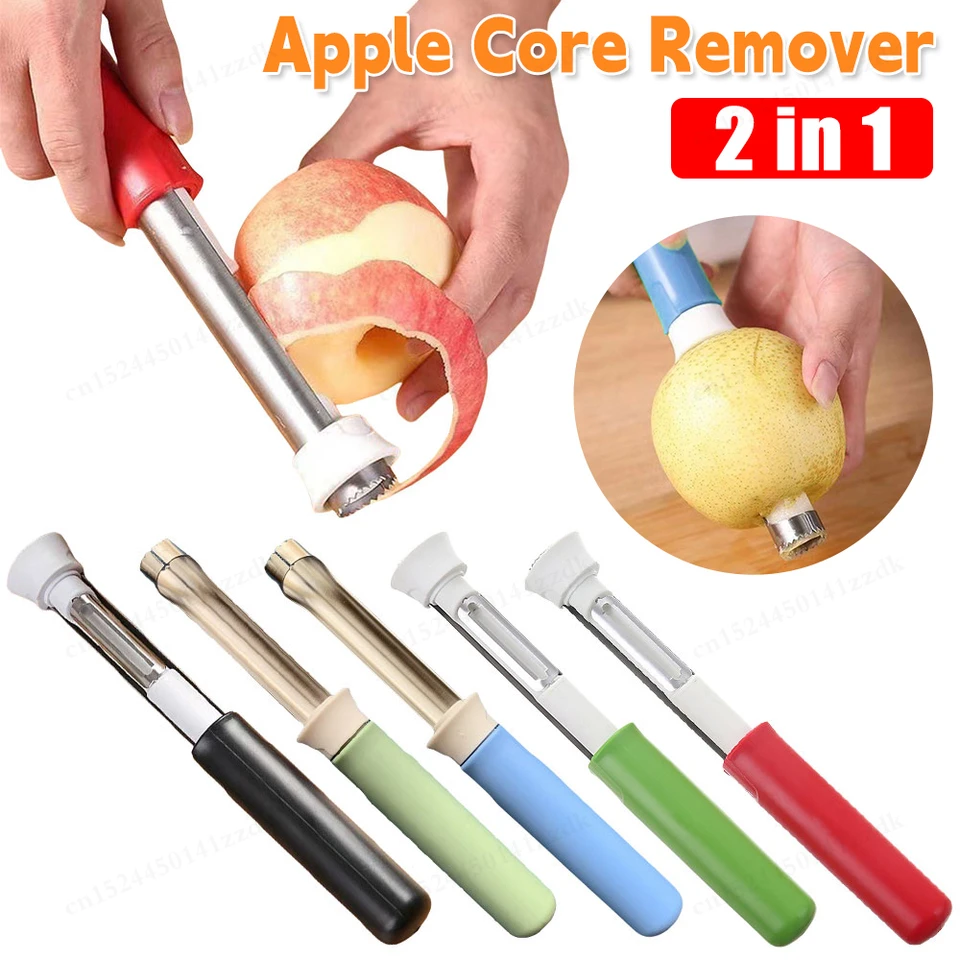 2 v 1 jablko Corer Pitter z nehrdzavejúcej ocele Hruška Twist Twist Fruit Stoner Easy Core Seed Remover Pepper Pepper Odstráňte jamu kuchynský náradie Gad