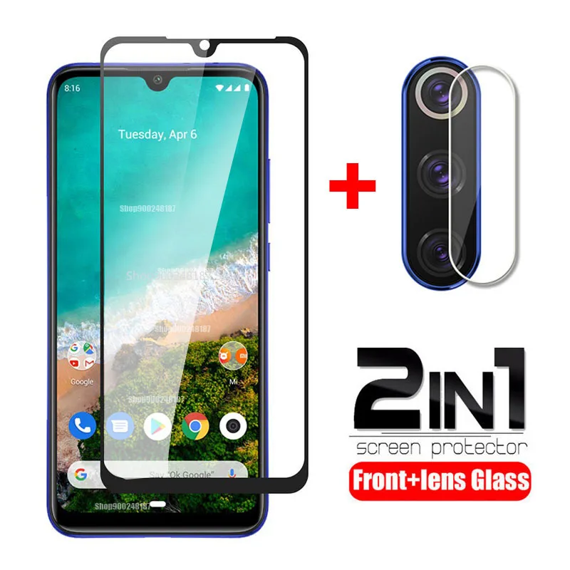 2 v 1 ochrannom skle pre Xiaomi Mi A3 A 3 Film na chráničku obrazovky na Xiomi 10 Lite Youth 5G 9T Xiaomia3 Bezpečnostný film