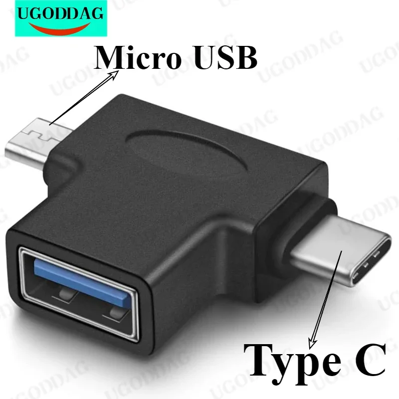 2 v 1 OTG Converter USB-3.0 na Micro USB a adaptér typu C USB3.0 Žena pre Micro USB Muž a USB C Mužský konektor
