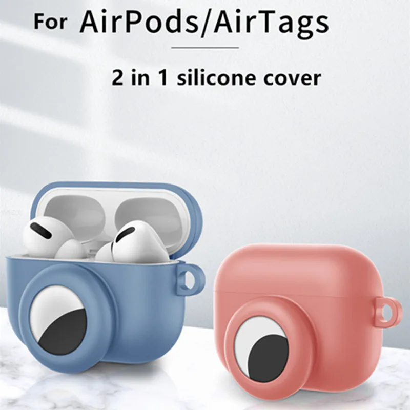 2 v 1 Silikónový mäkký puzdro s háčikom pre AirPods 1 2 3 2021 Air Mods Pro 3. generácia bezdrôtových slúchadiel pre Airtag Full Cover