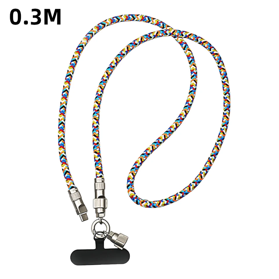 2 v 1 Telefón Lanyard PD 60W Nabíjací kábel 480 Mbps prenosový kábel prenos 7 mm hrubý lanový kríž Crossbody telefón USB C nabíjačku
