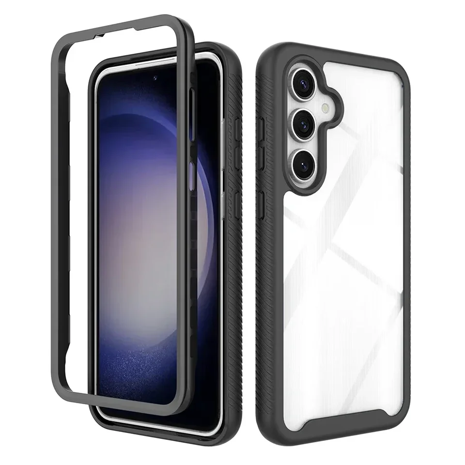 2 v 1 tvrdý obrúsok s brnením pre puzdro pre stručný telefón pre Samsung S25 plus S24 Fe S24+ S23 Ultra A36 A56 A26 A16 Transparentný zadný kryt