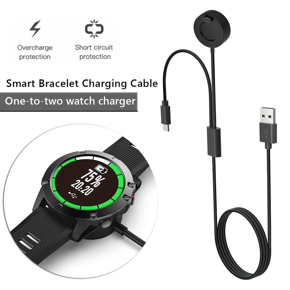 2 v 1 USB C PD nabíjacie kábelky nabíjačku nabíjačku USB C nabíjací kábel pre Garmin Fenix ​​7/7S/7x/6/5/5x/Venu 2/Swim 2