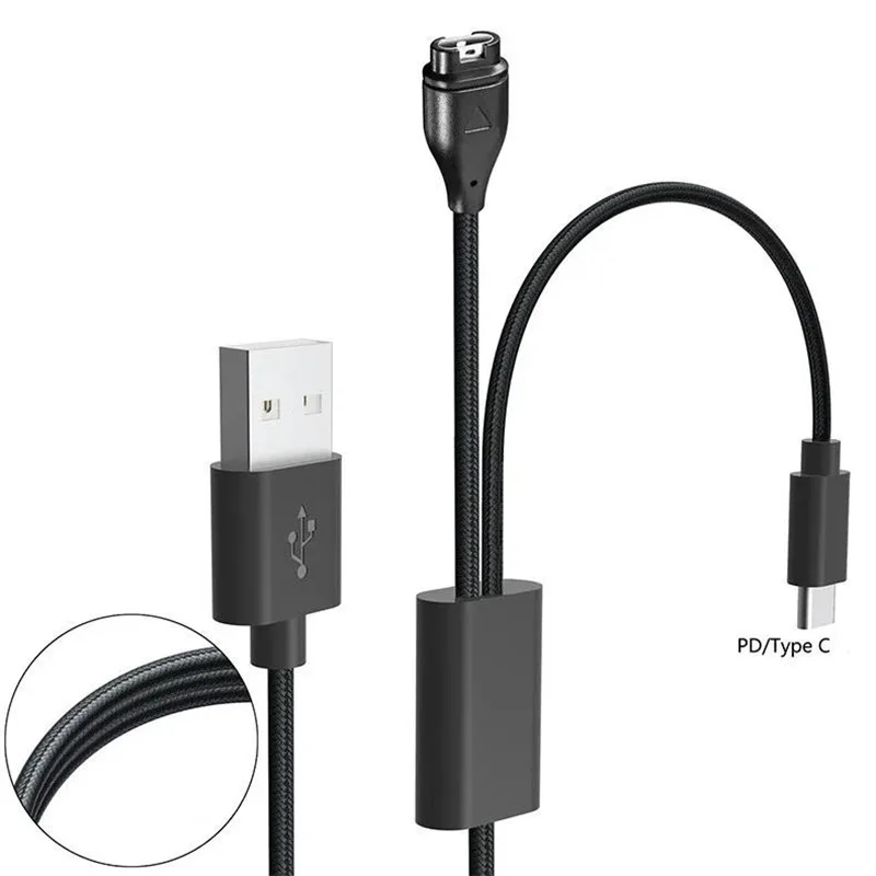 2 v 1 USB Multi nabíjací kábel pre Garmin Instinct Forerunner Vivosmart Fenix ​​8/7/6/6/5 telefónov slúchadlá Smart Watch Charger