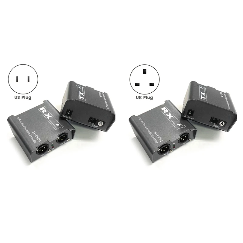 2 -Way Audio Fiber Optical Extender XLR Audio transceiver prijímač sada vyvážených zvukových vlákien 20 km rozsah 20 km