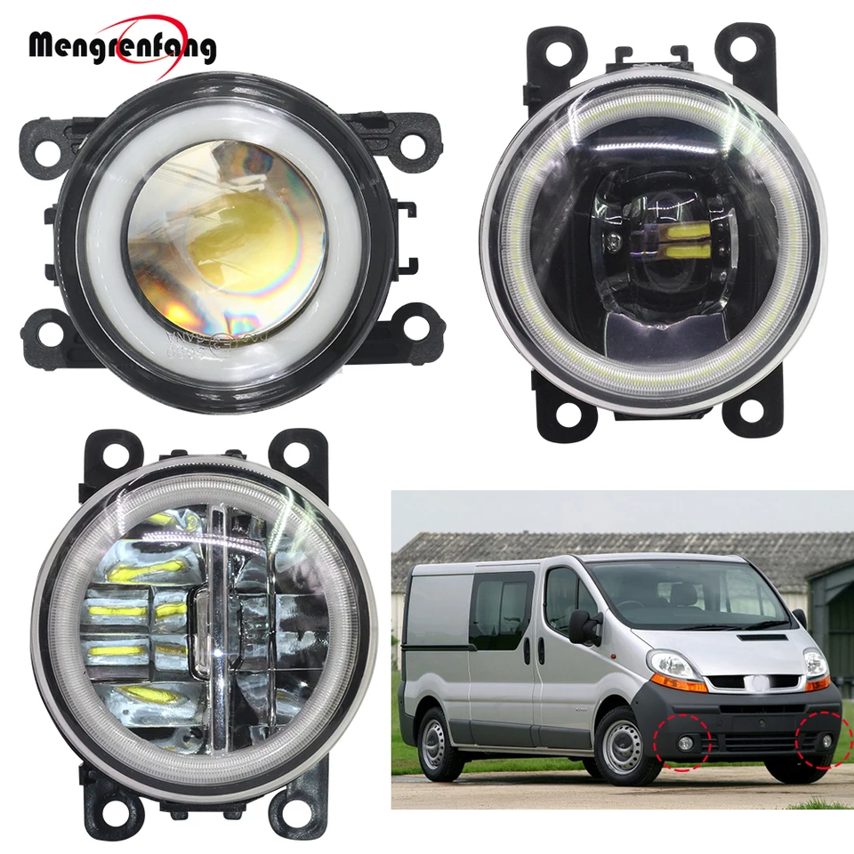 2 x auto H11 FOG LIGH LED HALO RING ANGEL EYE DRL 4000LM 12V pre Renault Trafic 2,5L L4 Diesel Turbocharged 2003 2004 2005 2006