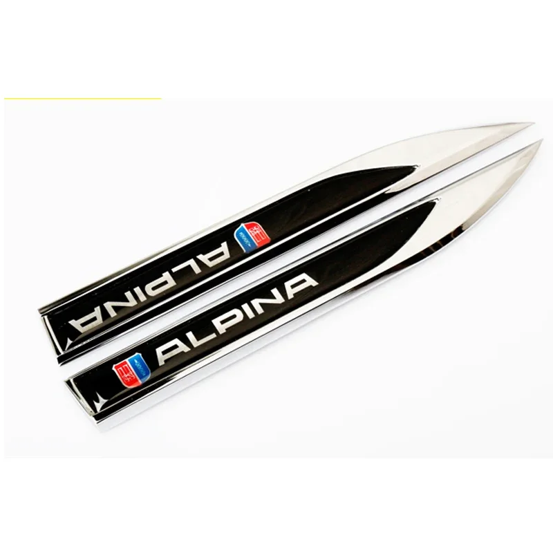 2 X Body Body Fender Side Metal Chrome Zinc zliatina Knife Side 3D Emmles odznaky nálepky pre nálepky pre Alpinu B5 B6 B7 D3 D4 D5 D5 XD3 XD4