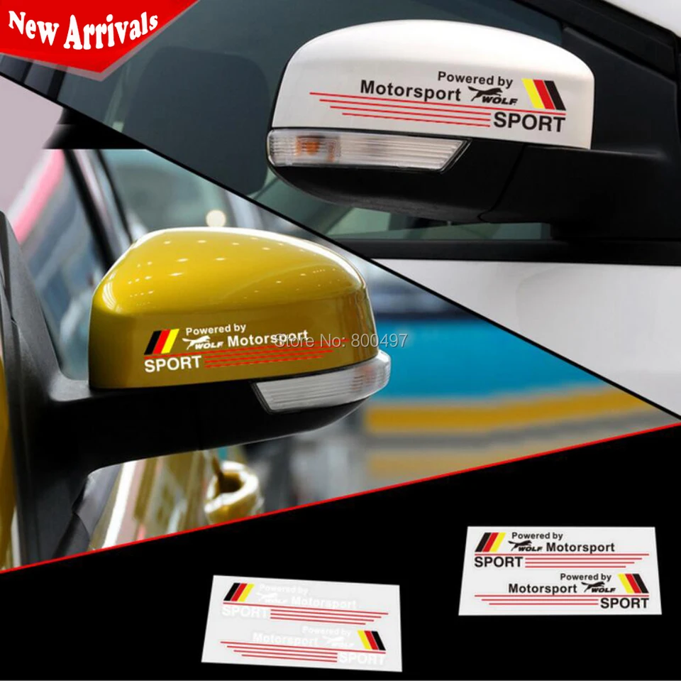 2 x Styling automobilu od spoločnosti Wolf Motorsport Stumpery Zadný pohľad zrkadlové auto vinylové obtisky pre Ford Focus Fiesta Mondeo Fusion