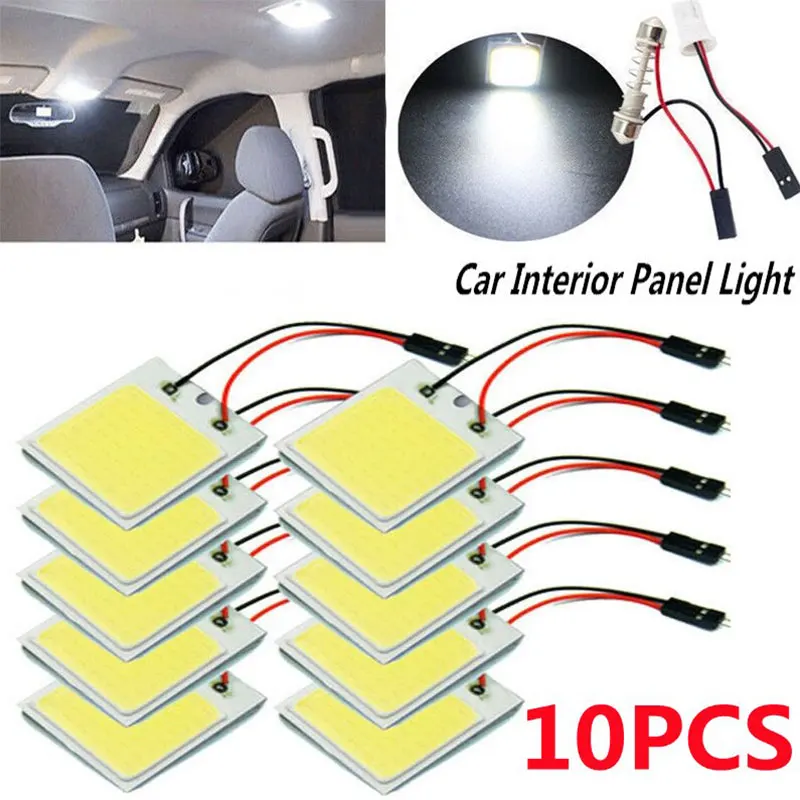 2 ~ 10ks CAR Interiérové ​​príslušenstvo 18/24/48 SMD T10 4W 12V COB COB Vnútorné panely LED svetlá LAMP LIMP CAR DOME Svetlo auto Panel