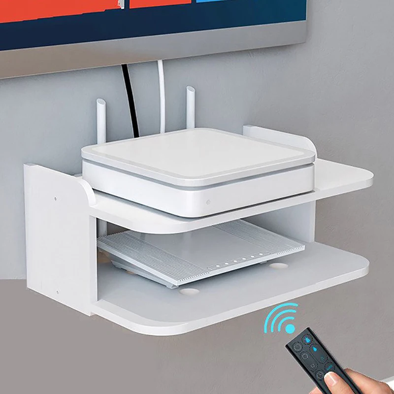 2 úrovne plávajúce police WiFi Router Závesná vrstva viacerých kohútikov Settle Set Top Top Box Držiak kábla káblovej konzoly Organizátor úložného priestoru