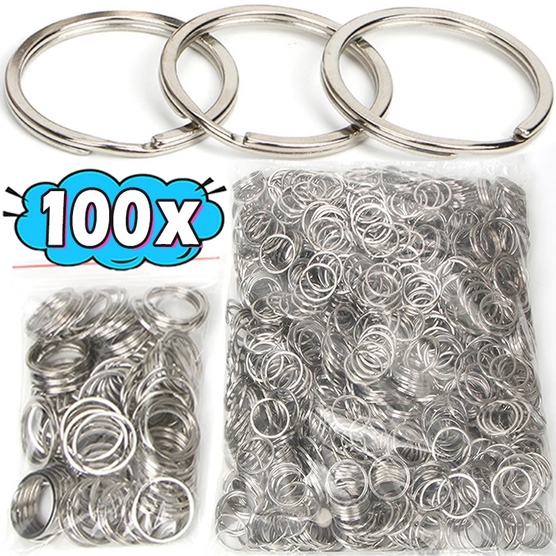 20/100ks oceľový kovový kovový slepý kľúče kľúče kľúča Split Ring Ring Keyfob Key Držiteľ Krúžk