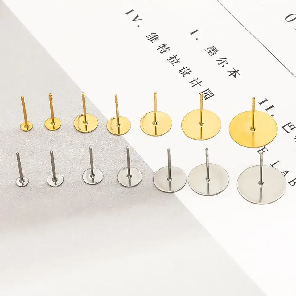 20-100ks/šarža z nehrdzavejúcej ocele Blank Stud Stud Stud Base White K/Gold Cabochon Cameo Settings DIY šperky výroby doplnkov