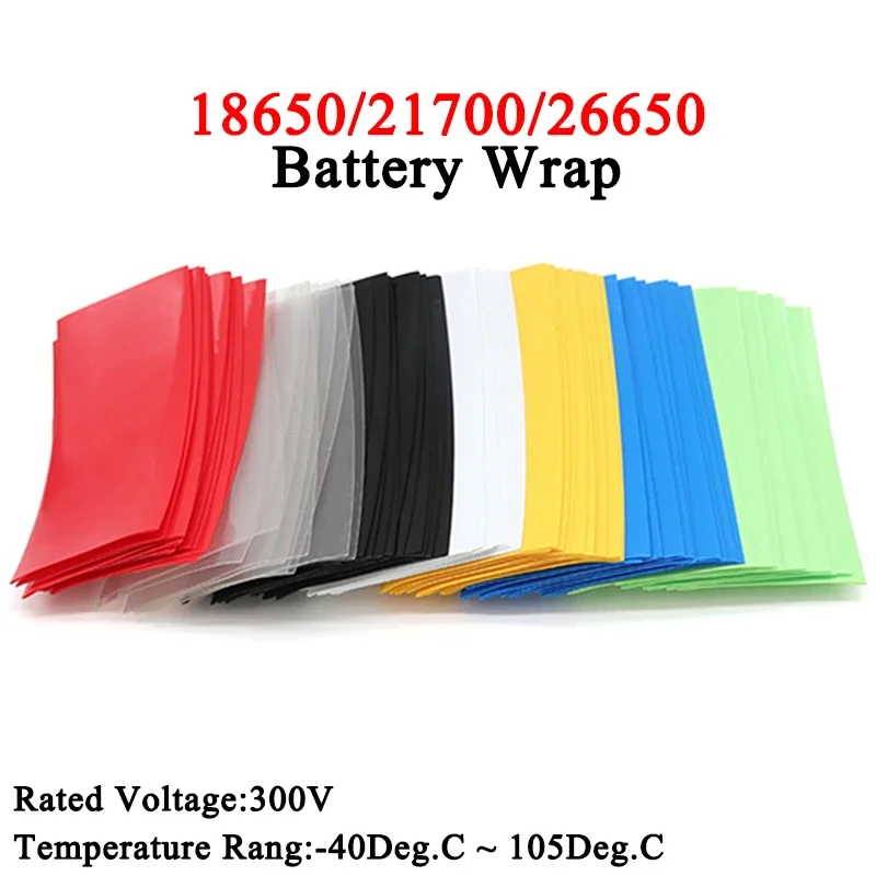 20/11/300ks 18650/21700/26650 LiPo zábava batérie PVC Tepelná zmršťovacia trubica predkryt izolovaný filmový kryt Lipo Lipo Battery Pase