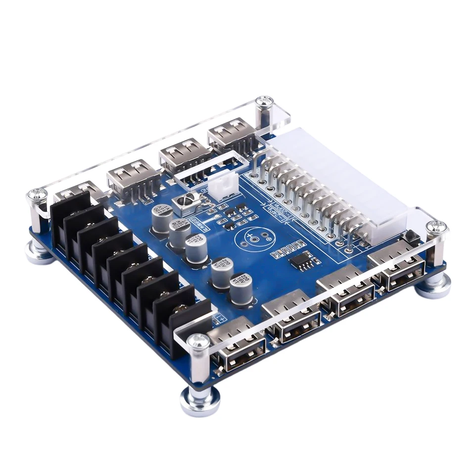 20/24 PINS ATX Breakout Board 5V/2A USB nabíjanie Desktopový adaptér podvozku na napájací adaptér s infračervenou detekciou