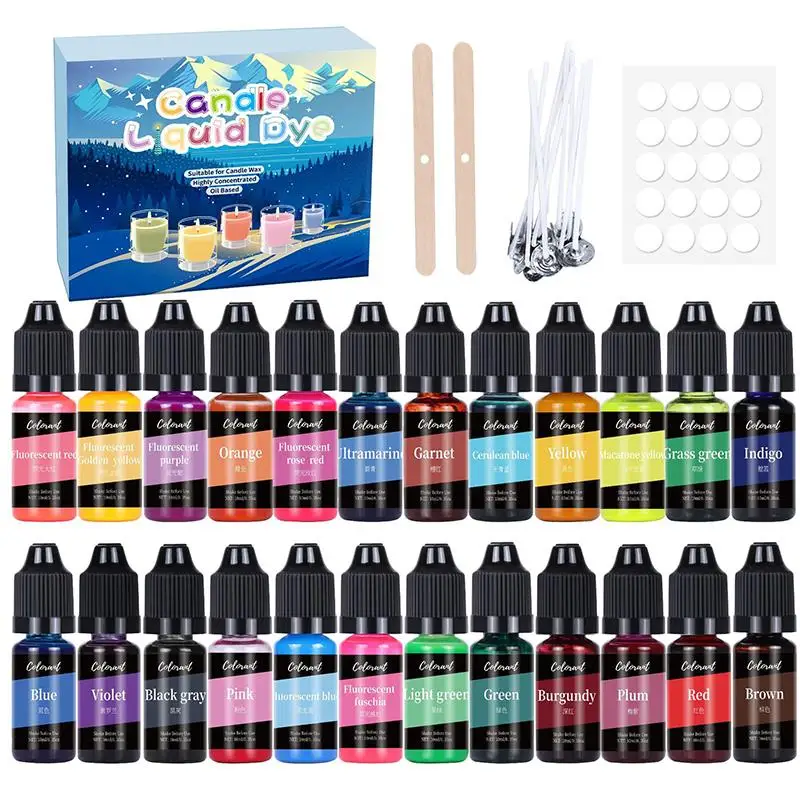 20/24Colors Sviečky farbenia Pigment Set mydlové sfarbenie Pigment Sada DIY Sviečka Výroba dodávok Soy Sójový vosk farbenie sviečky Pigment